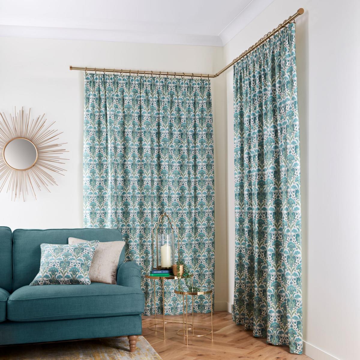 Rapture Green Pencil Pleat Curtains Green – image 5