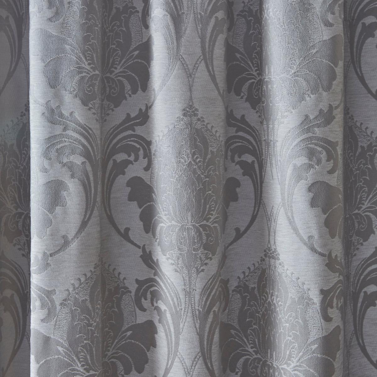 Zahra Silver Jacquard Pencil Pleat Curtains Silver – image 4