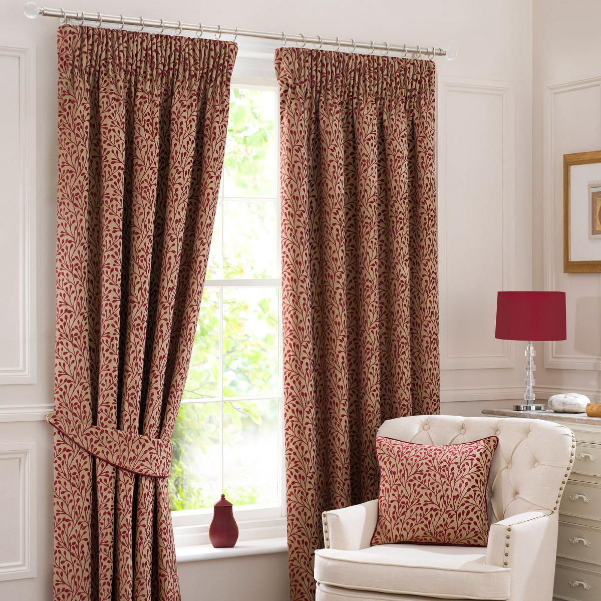 Willow Red Pencil Pleat Curtains Red – image 2
