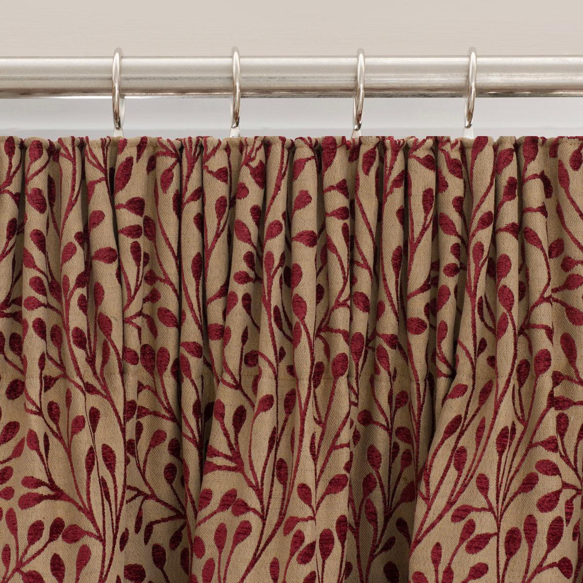 Willow Red Pencil Pleat Curtains Red – image 4