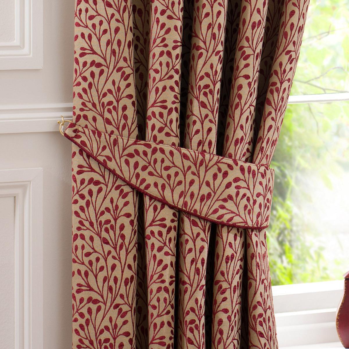 Willow Red Pencil Pleat Curtains Red – image 5