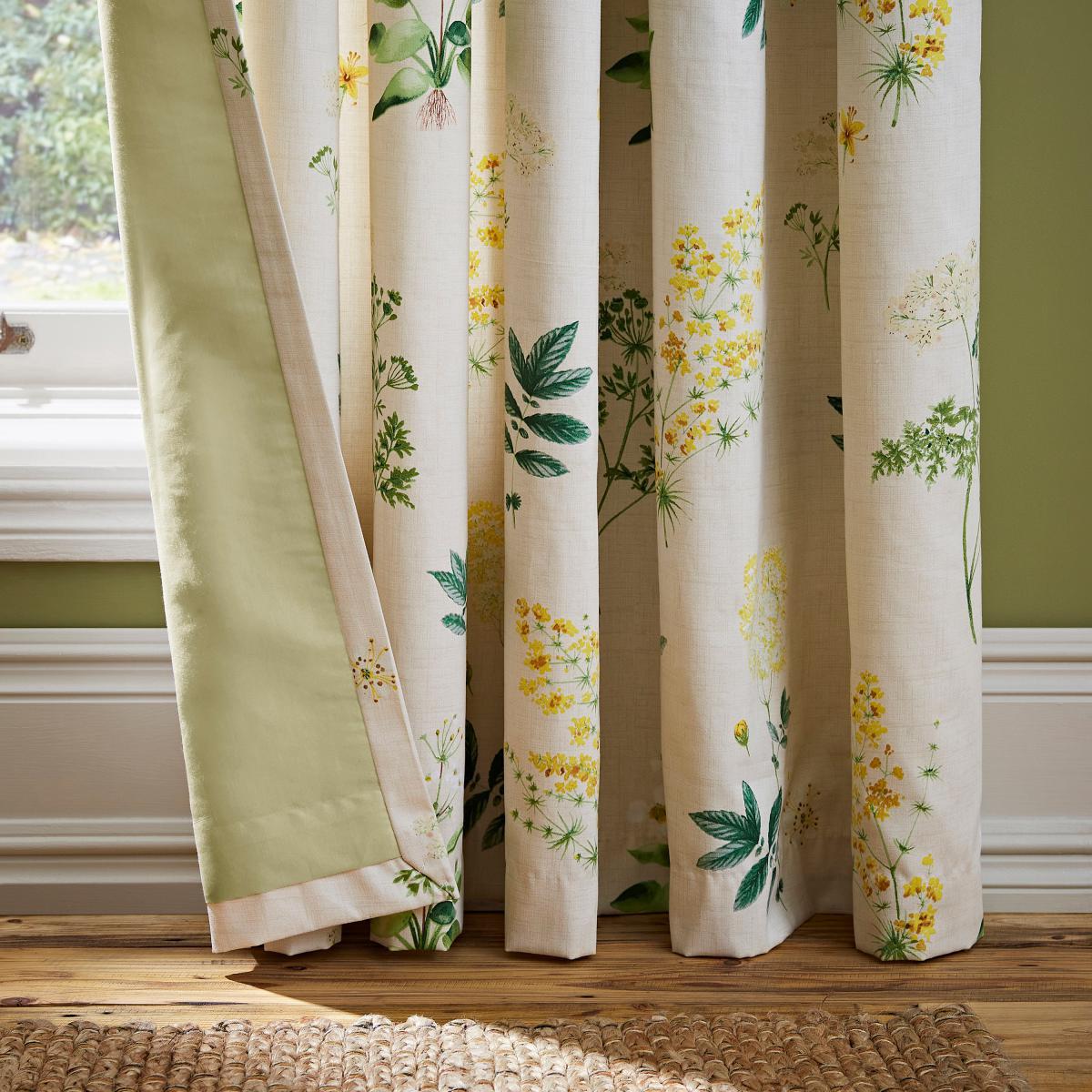 Marsh Botanical Ochre Pencil Pleat Curtains Ochre – image 4