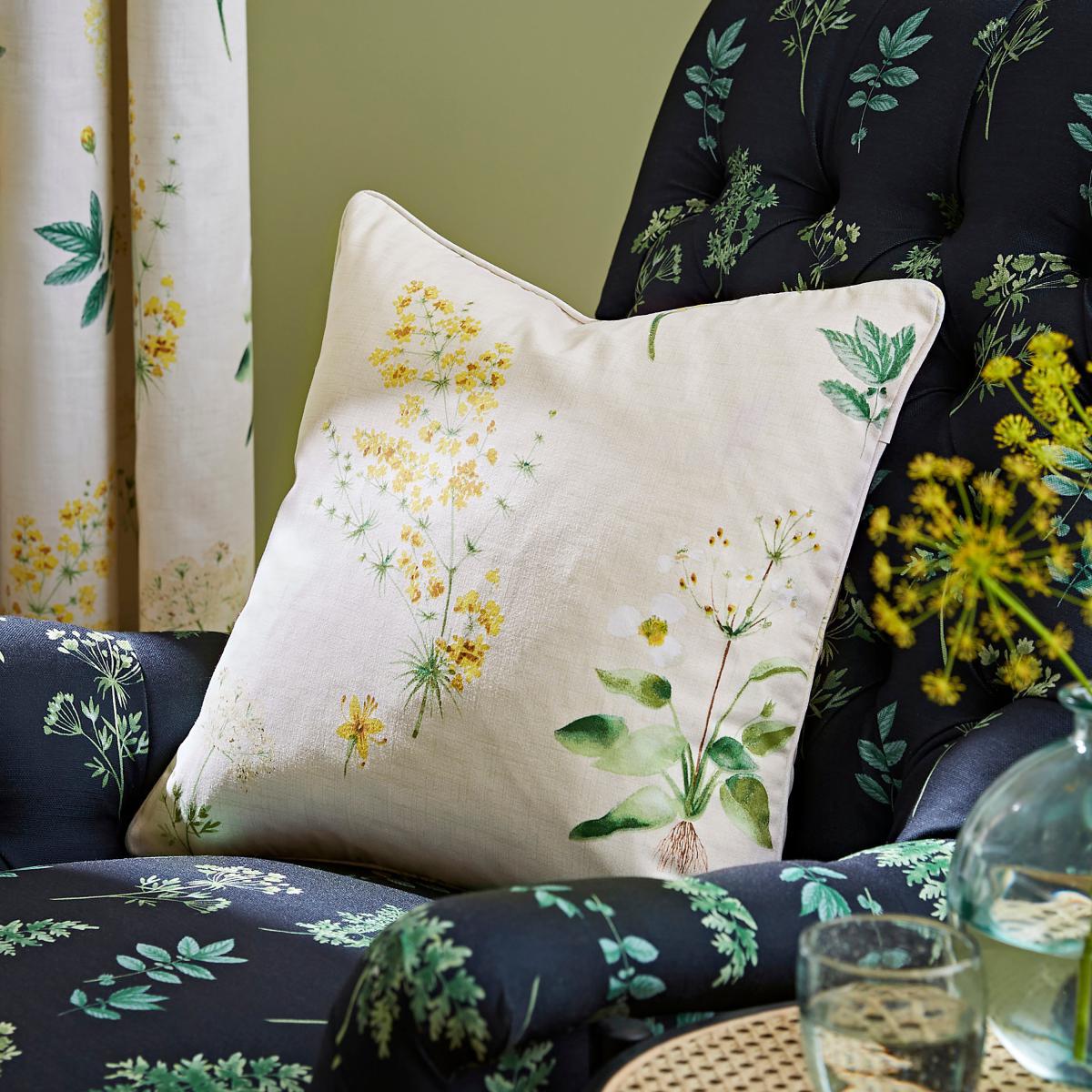 Marsh Botanical Ochre Pencil Pleat Curtains Ochre – image 6