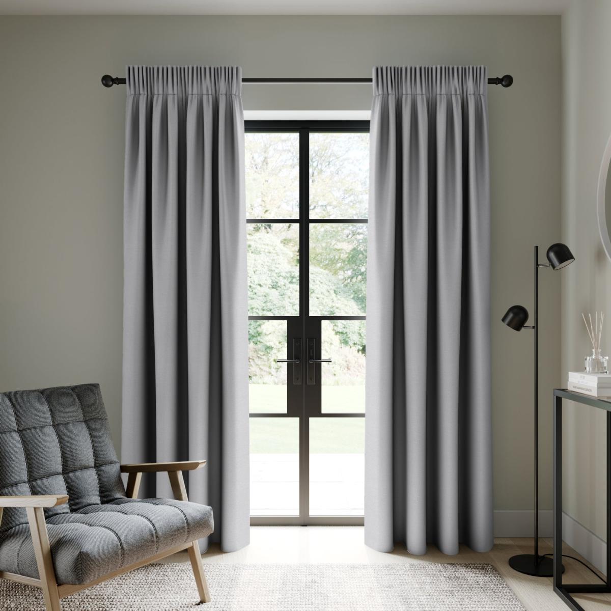 Berlin Soft Grey Thermal Blackout Pencil Pleat Curtains Grey – image 2