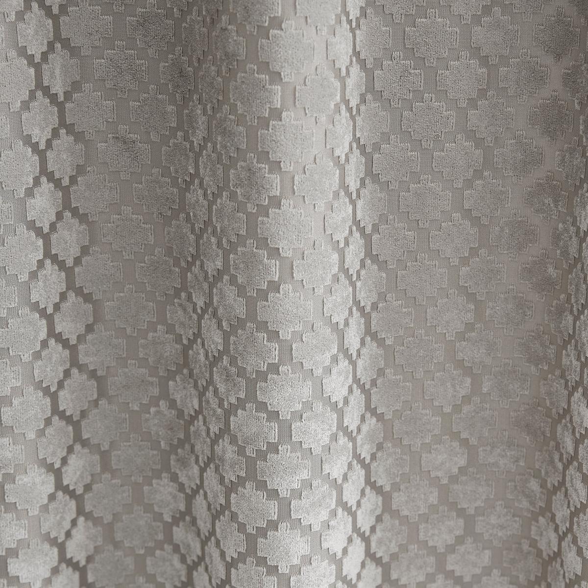 Cut Velvet Silver Thermal Pencil Pleat Curtains Silver – image 3