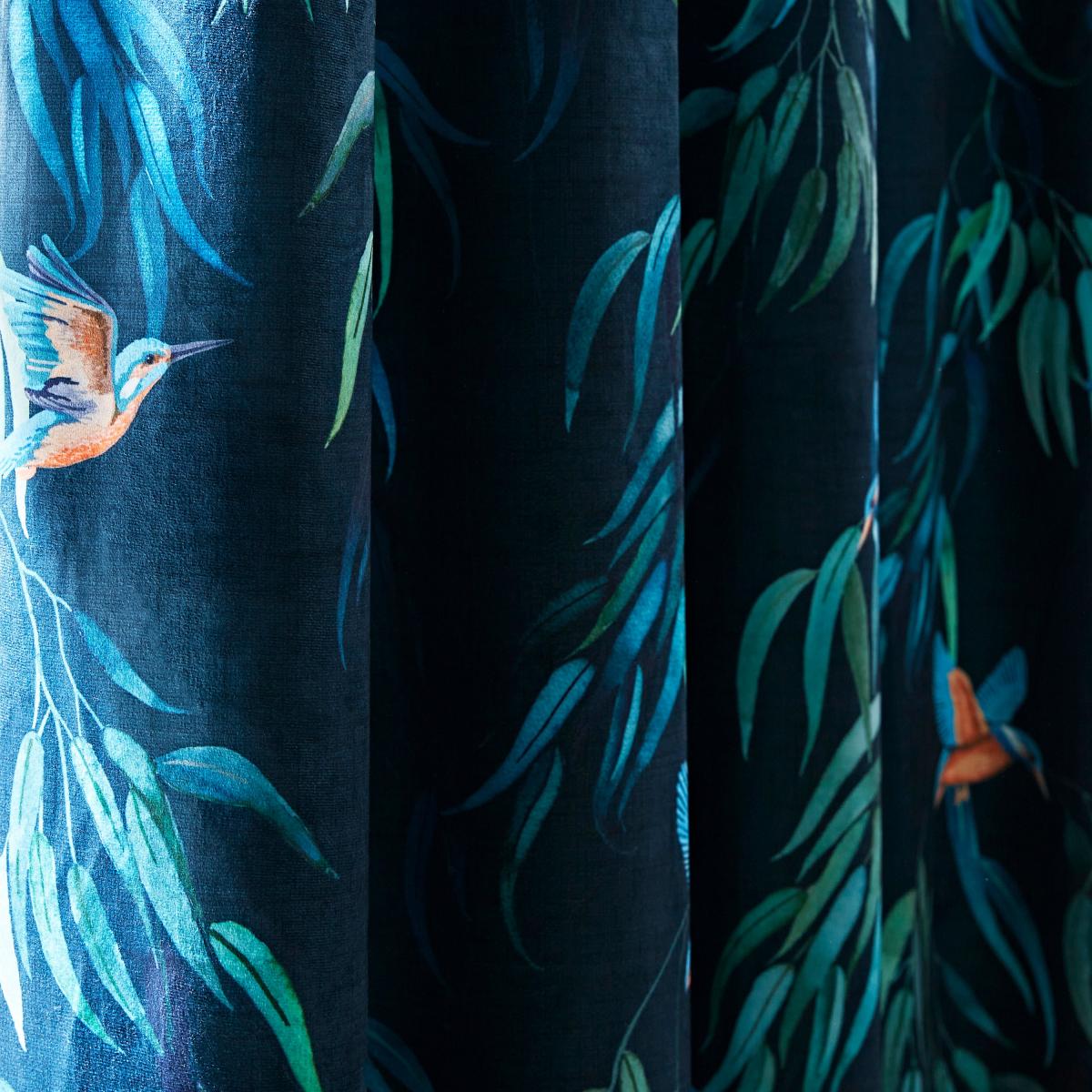 Kingfisher Peacock Pencil Pleat Curtains Green/Blue/Orange – image 3
