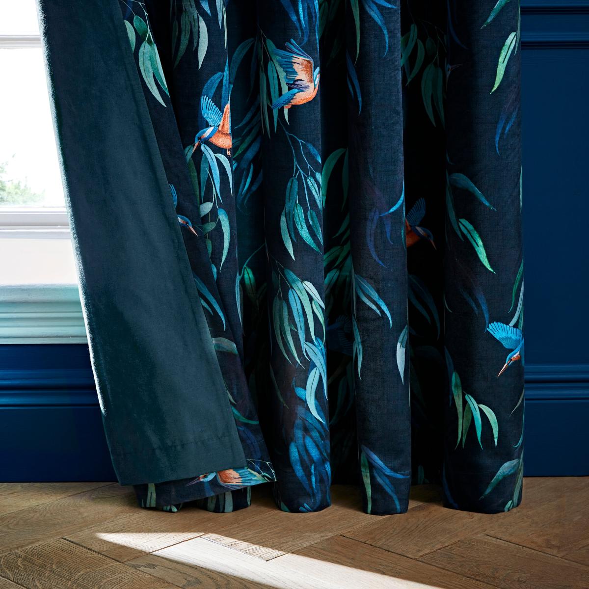 Kingfisher Peacock Pencil Pleat Curtains Green/Blue/Orange – image 4