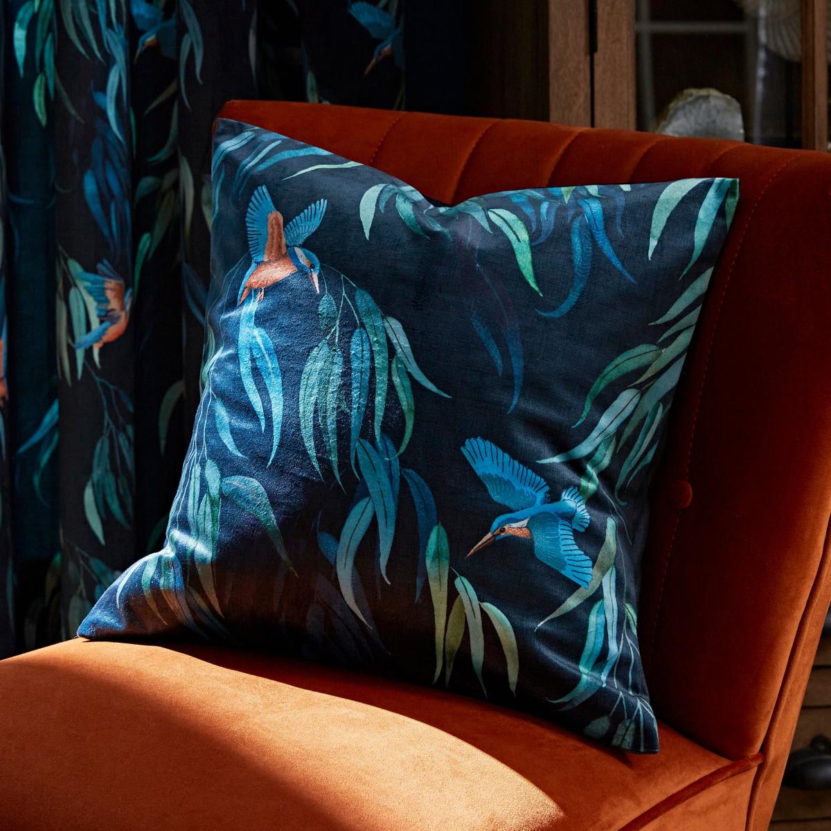 Kingfisher Peacock Pencil Pleat Curtains Green/Blue/Orange – image 5