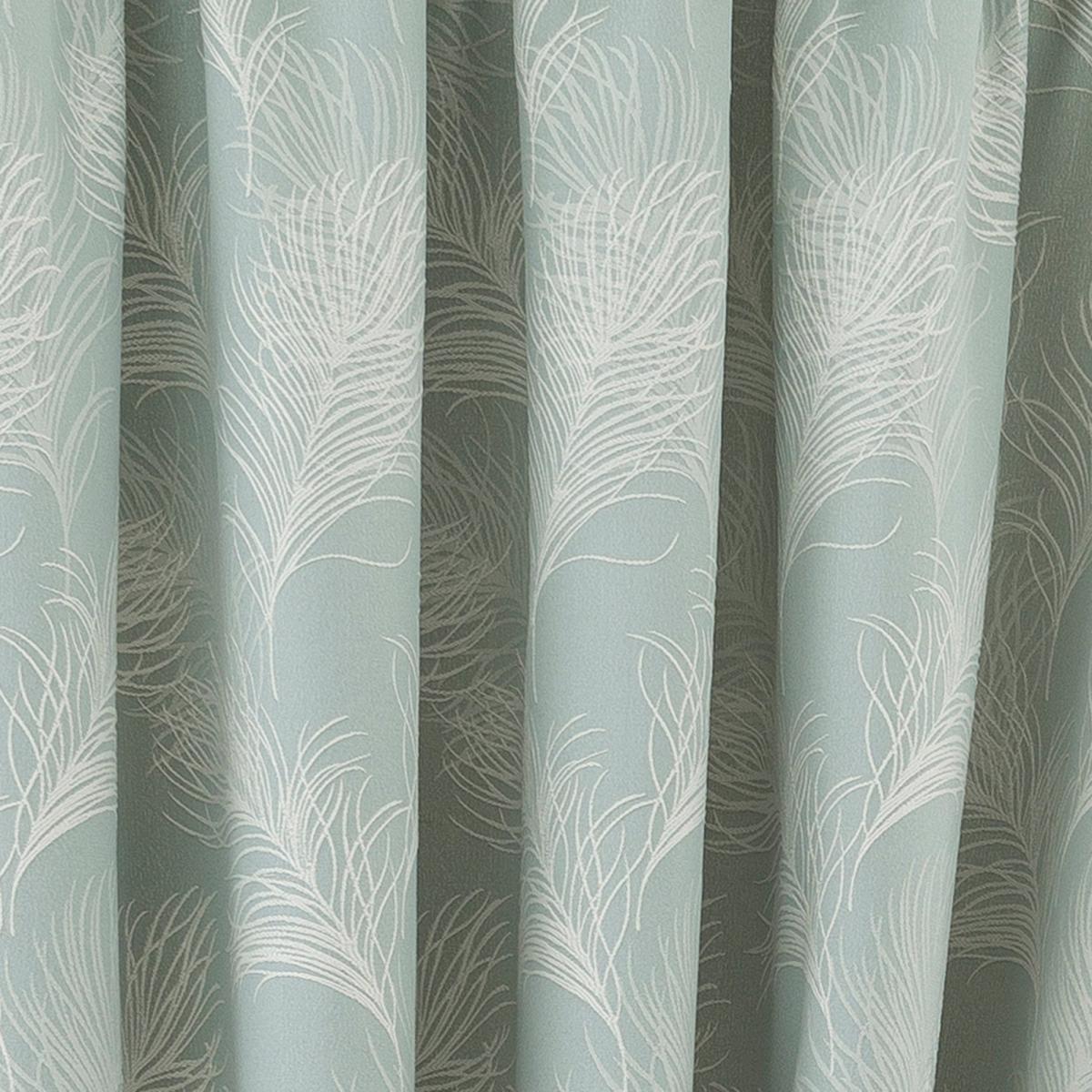 Feathers Duck Egg Pencil Pleat Curtains Blue and White – image 3