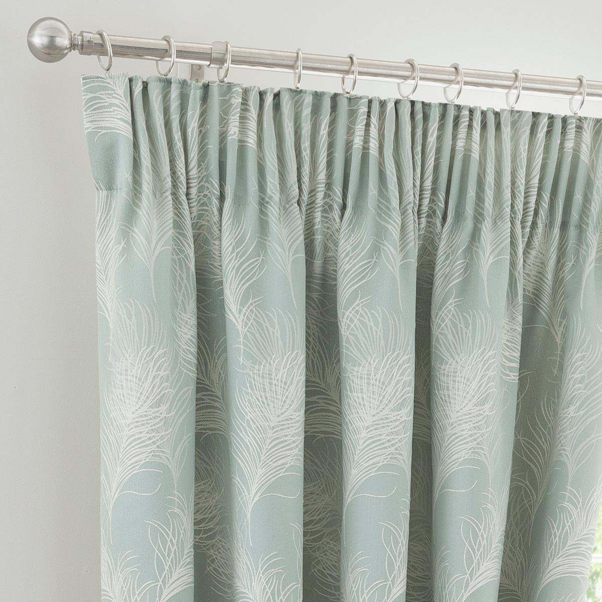 Feathers Duck Egg Pencil Pleat Curtains Blue and White – image 4