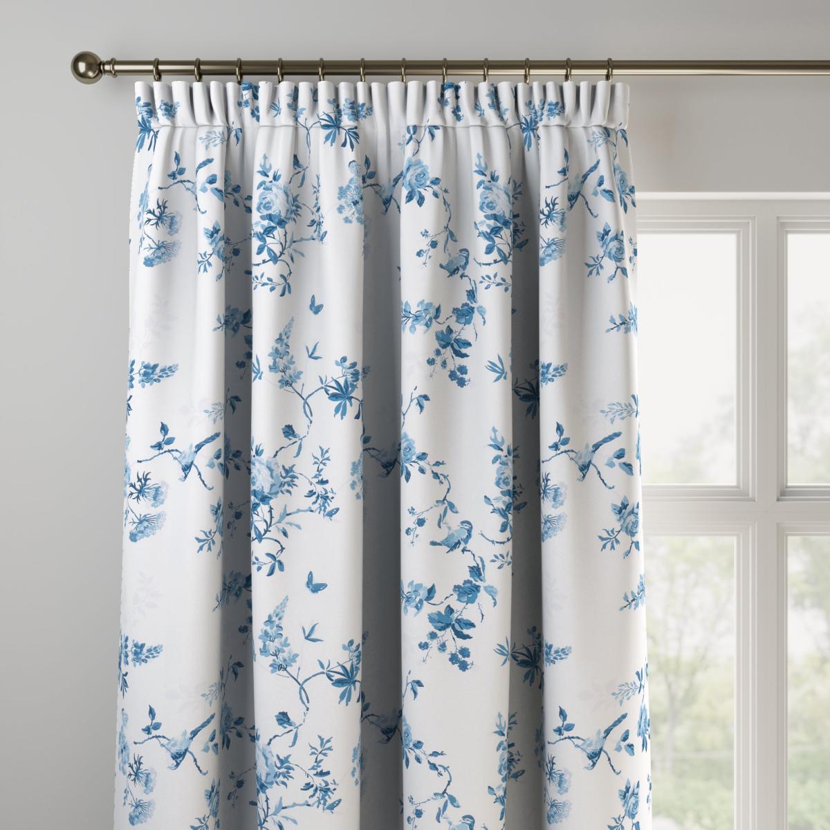 Birds and Roses Made to Measure Curtains Birds and Roses Blue – image 2