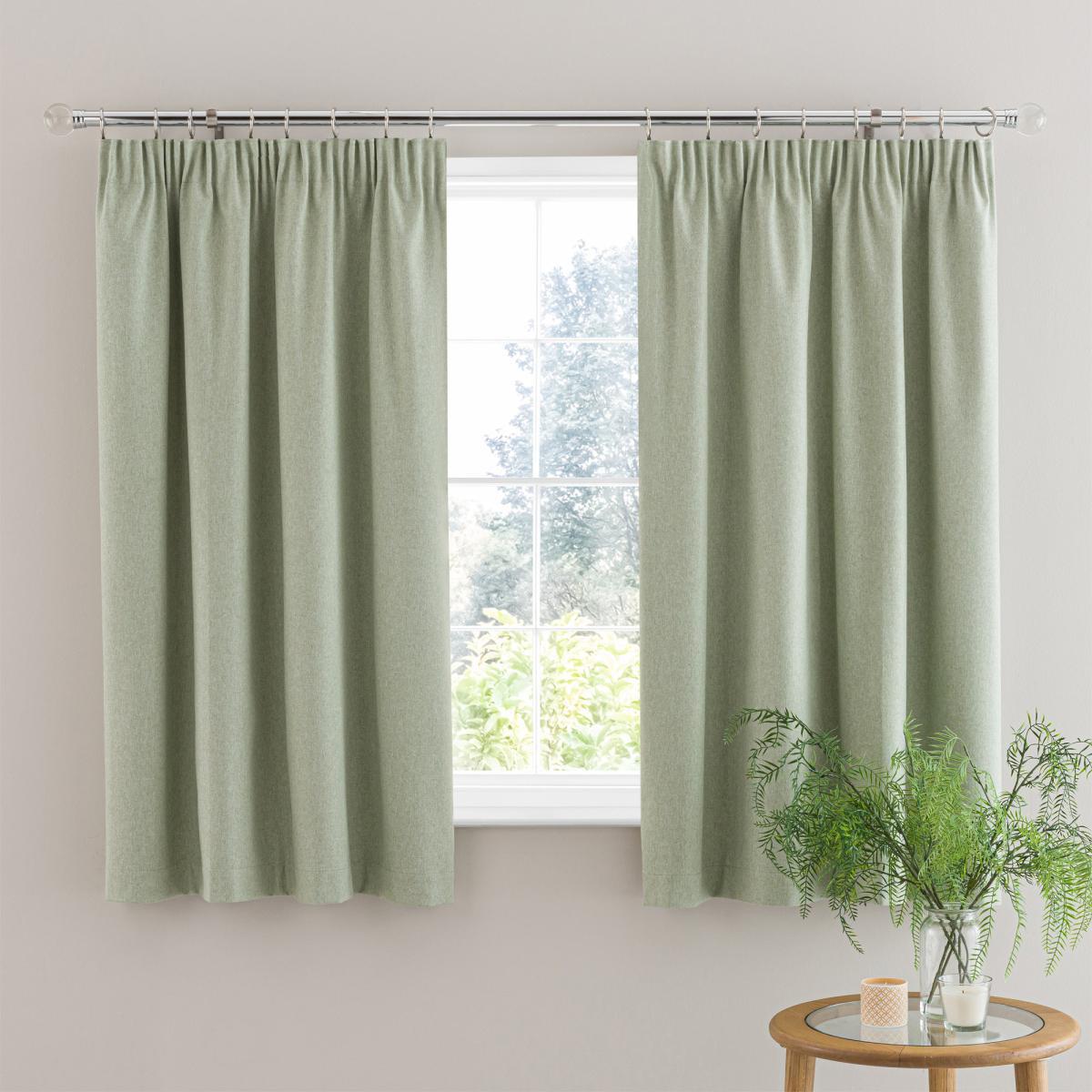 Luna Sage Blackout Pencil Pleat Curtains Green – image 4