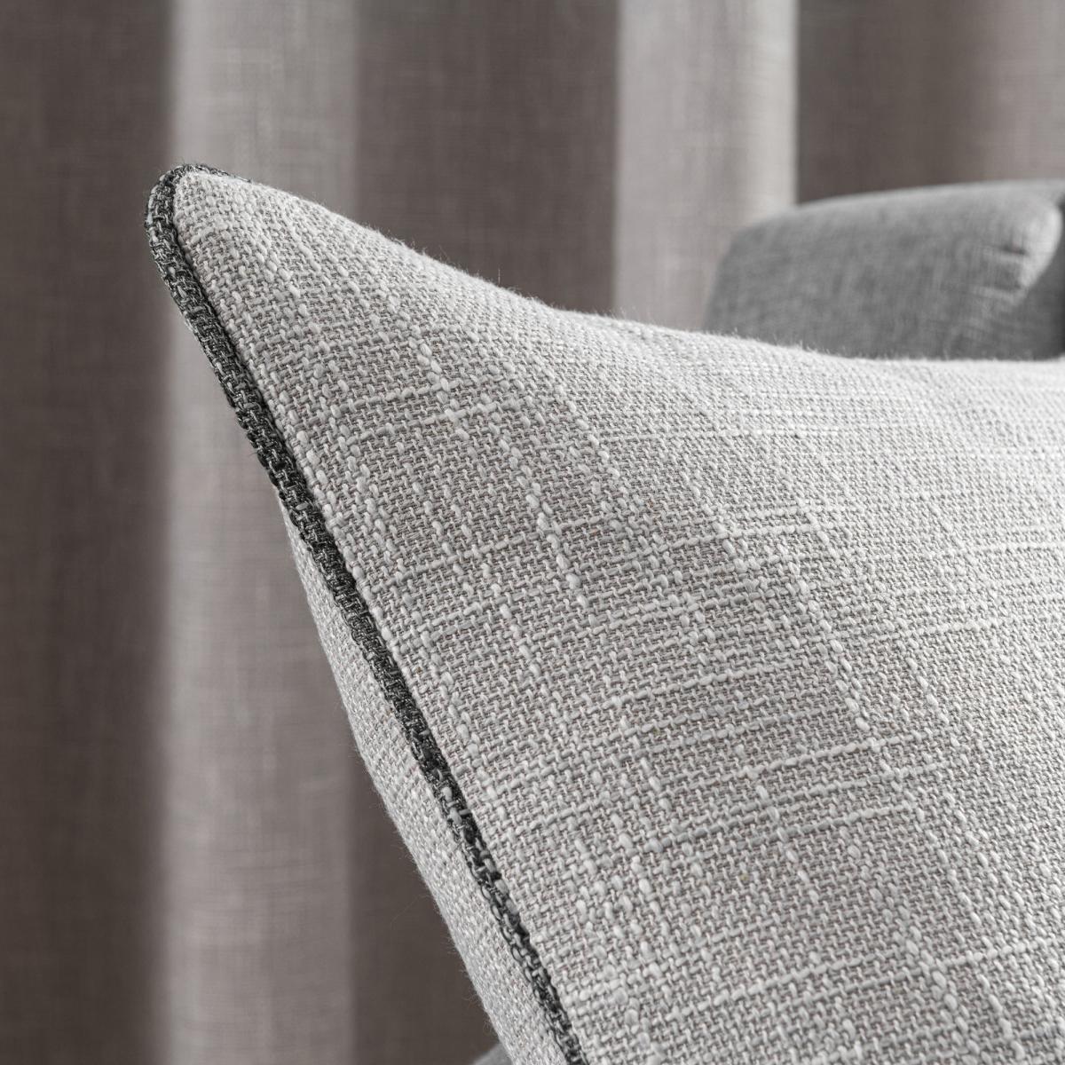 Boucle Border Grey Pencil Pleat Curtains Grey and White – image 7