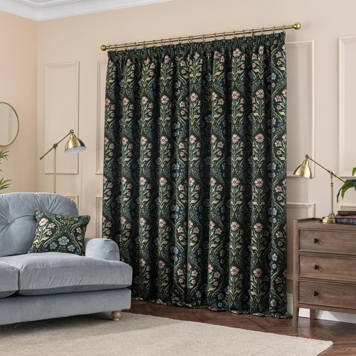 Chalfield Green Pencil Pleat Curtains Green – image 3