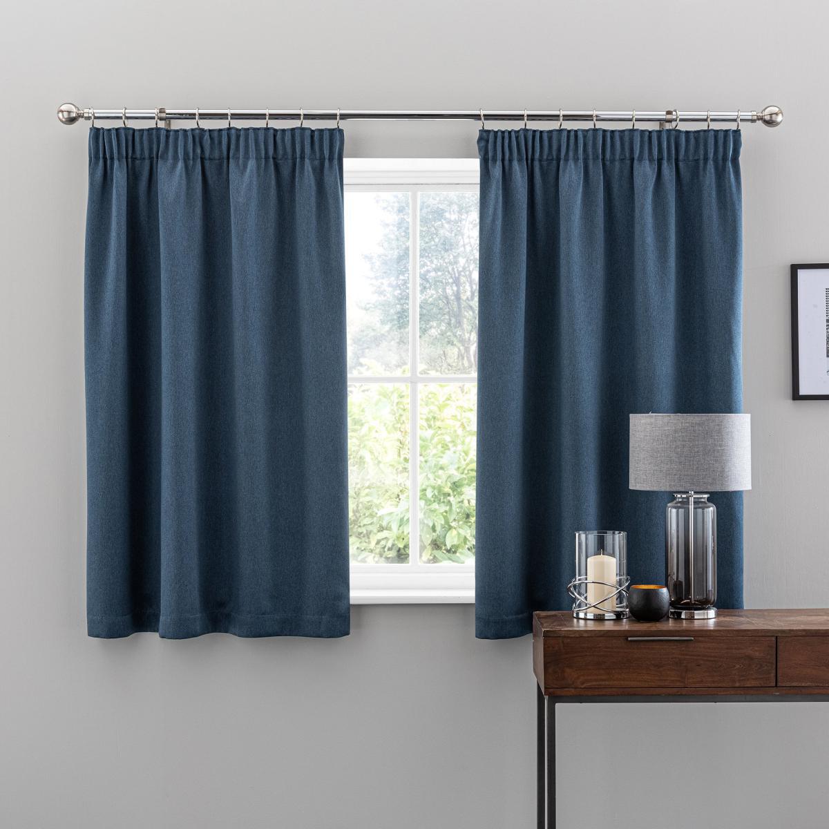 Luxe Navy Room Darkening Pencil Pleat Curtains Navy – image 4