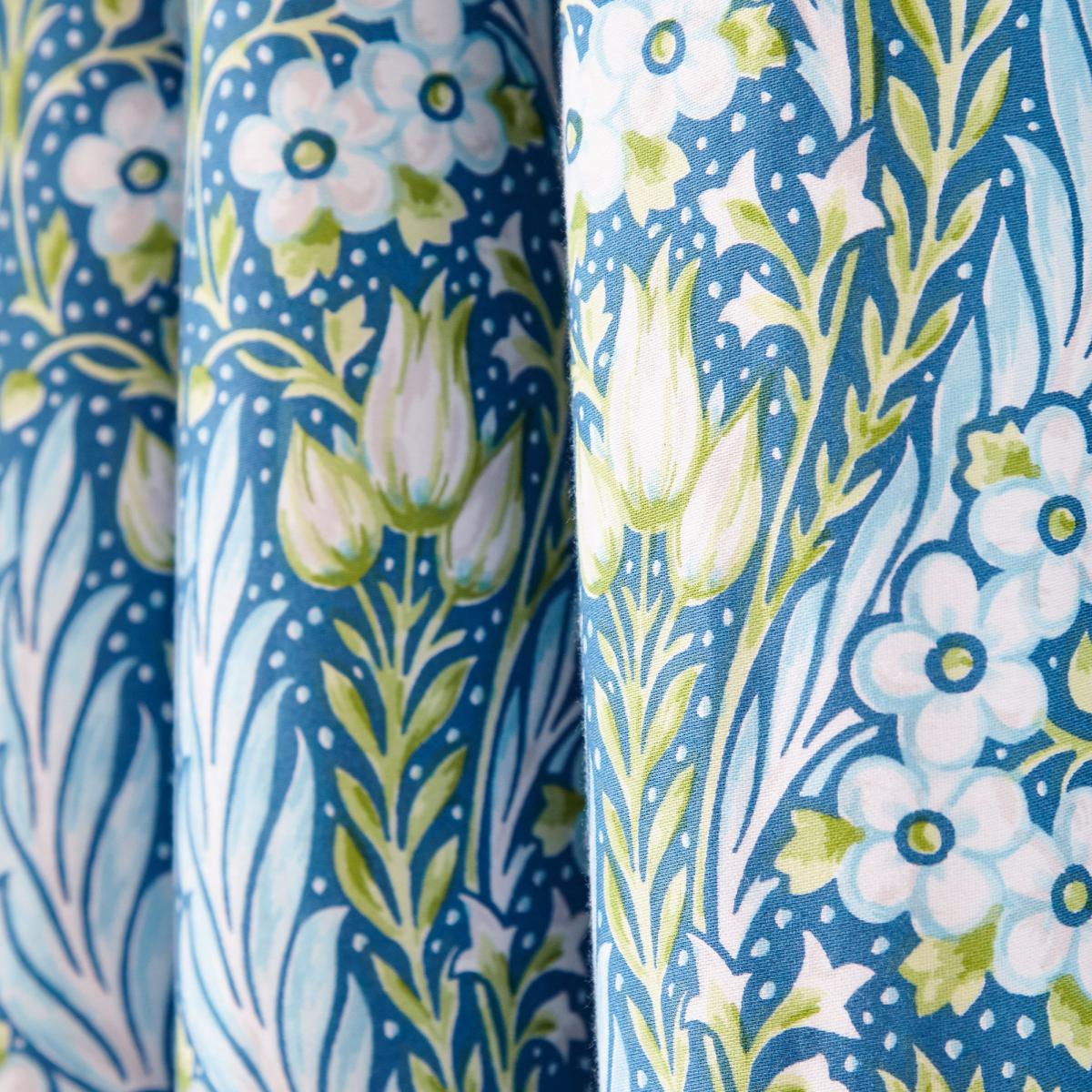 V&A Alyssum Blue Floral Pencil Pleat Curtains Blue, Green and White – image 3