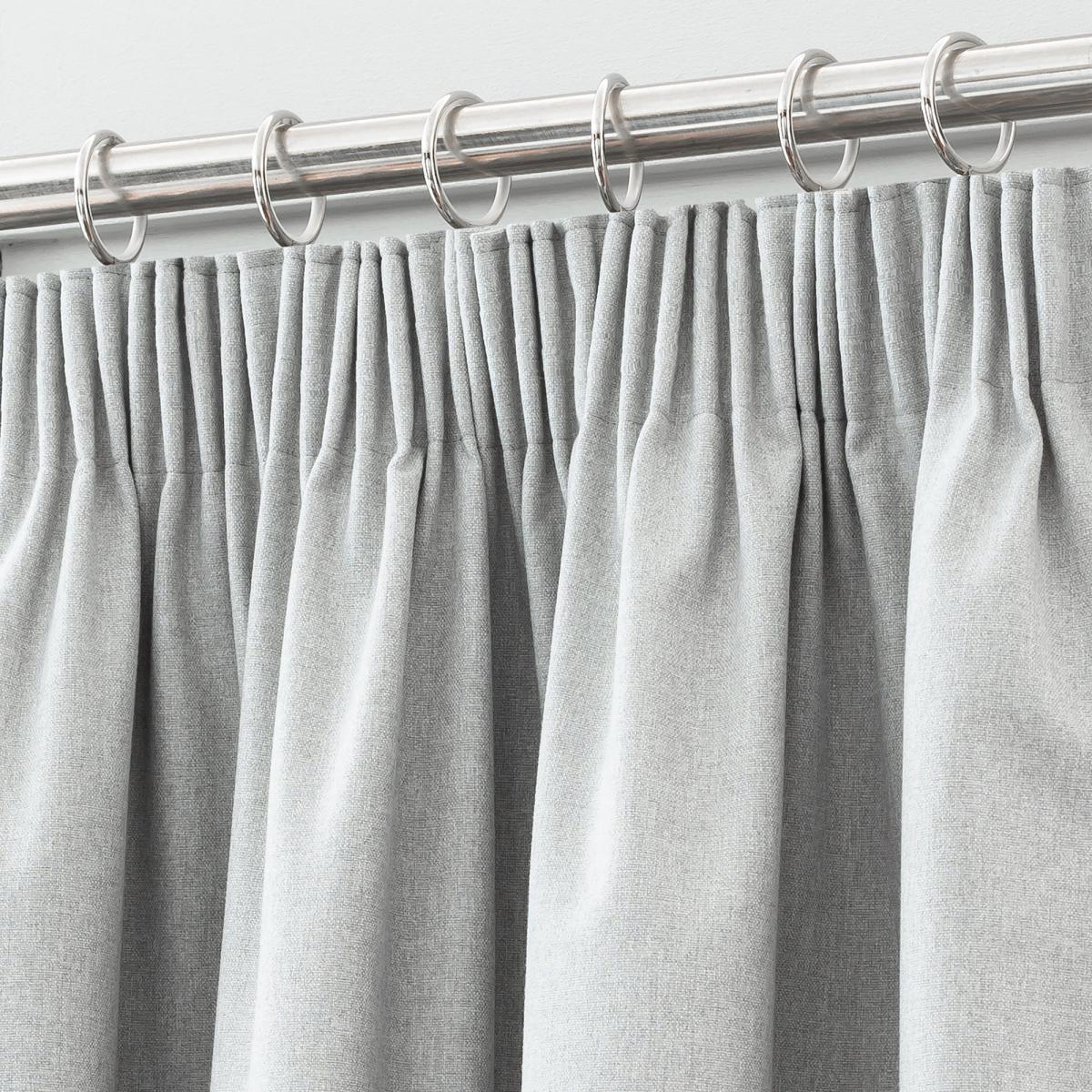Luna Brushed Dove Grey Blackout Pencil Pleat Curtains Grey – image 3