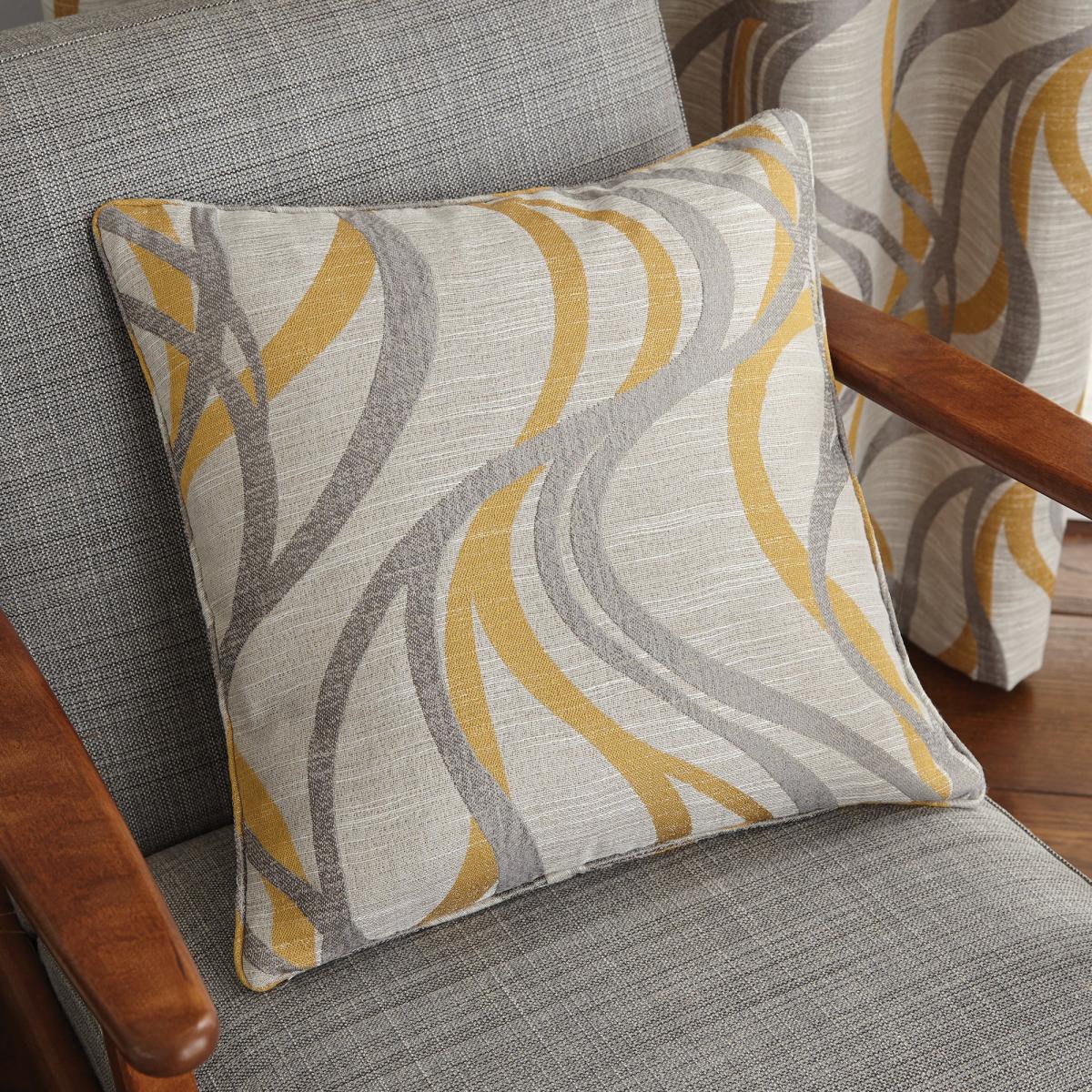 Mirage Ochre Pencil Pleat Curtains Yellow and Grey – image 5