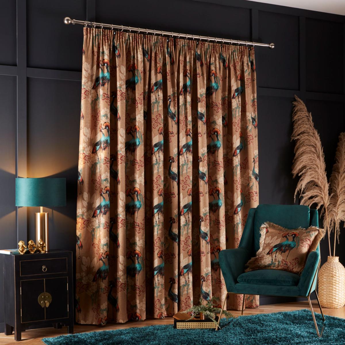 Mariba Gold Pencil Pleat Curtains Gold – image 4