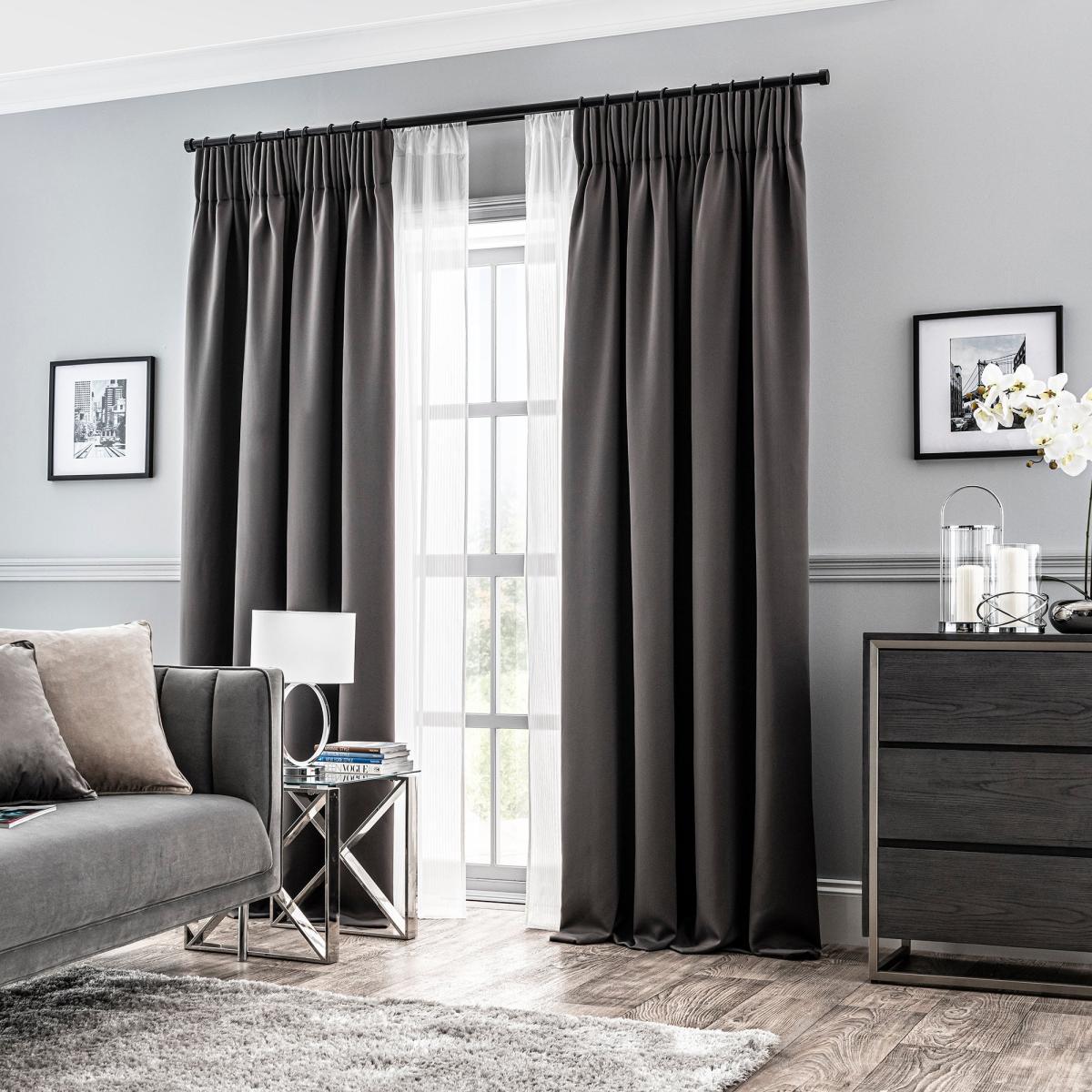 Hotel Grey Sound Reducing Pencil Pleat Curtains Grey – image 2