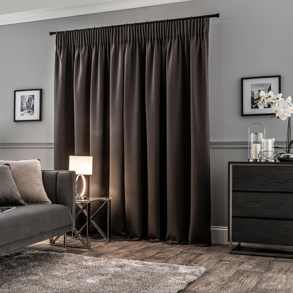 Hotel Grey Sound Reducing Pencil Pleat Curtains Grey – image 3