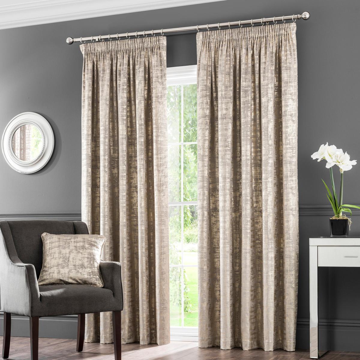 Romano Gold Velour Pencil Pleat Curtains Gold – image 2