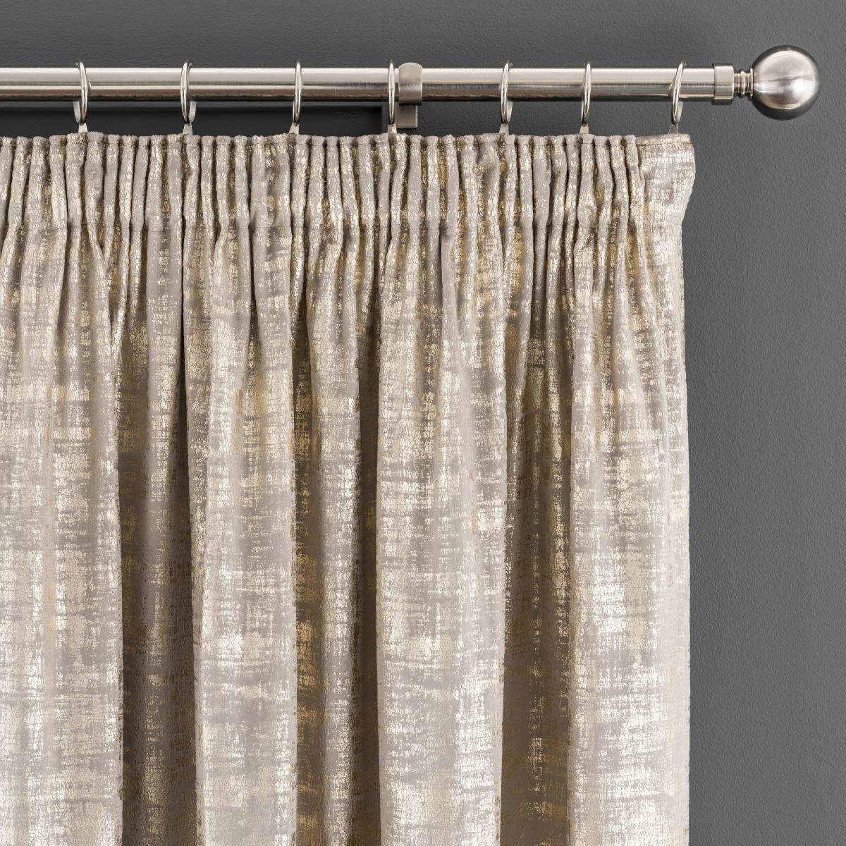 Romano Gold Velour Pencil Pleat Curtains Gold – image 4