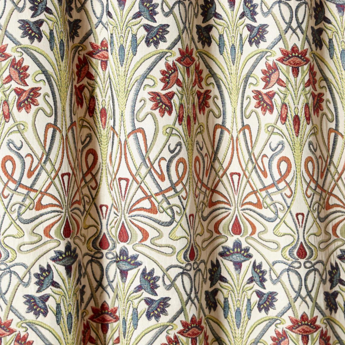 Lucetta Jewel Pencil Pleat Curtains Cream, Red and Blue – image 3