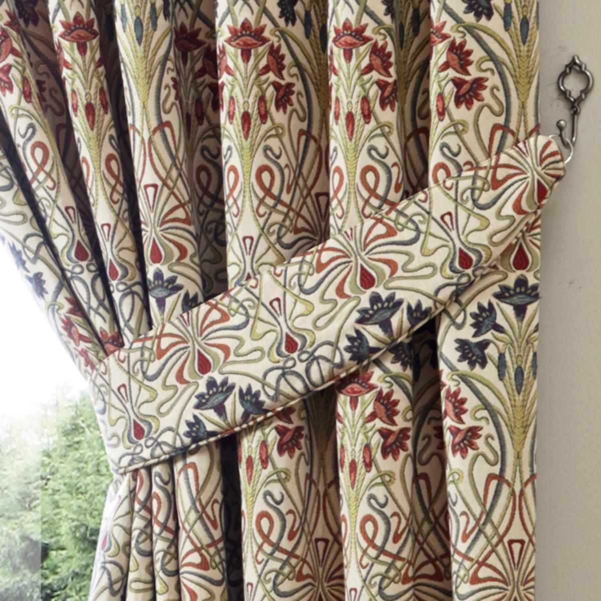 Lucetta Jewel Pencil Pleat Curtains Cream, Red and Blue – image 6