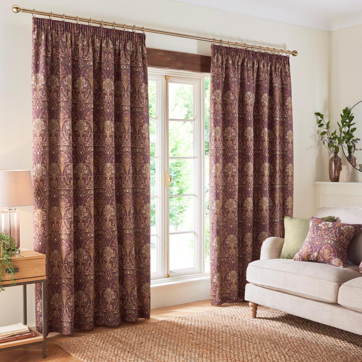 Lucetta Pencil Pleat Curtains Plum Plum Purple – image 2