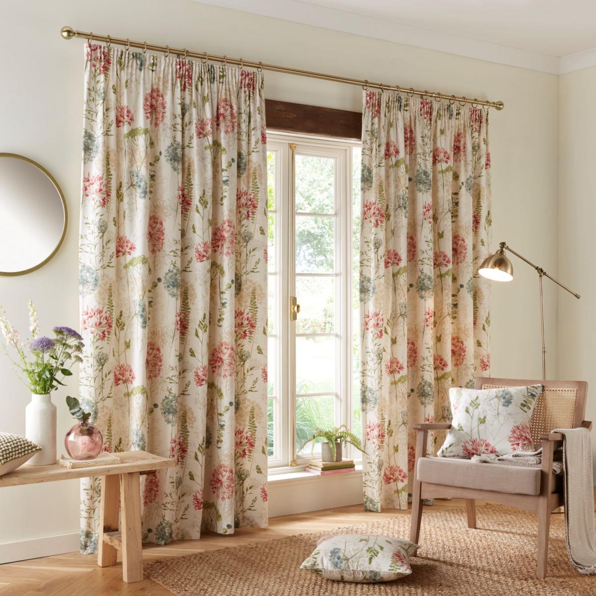 Country Meadow Natural Pencil Pleat Curtains Natural – image 2