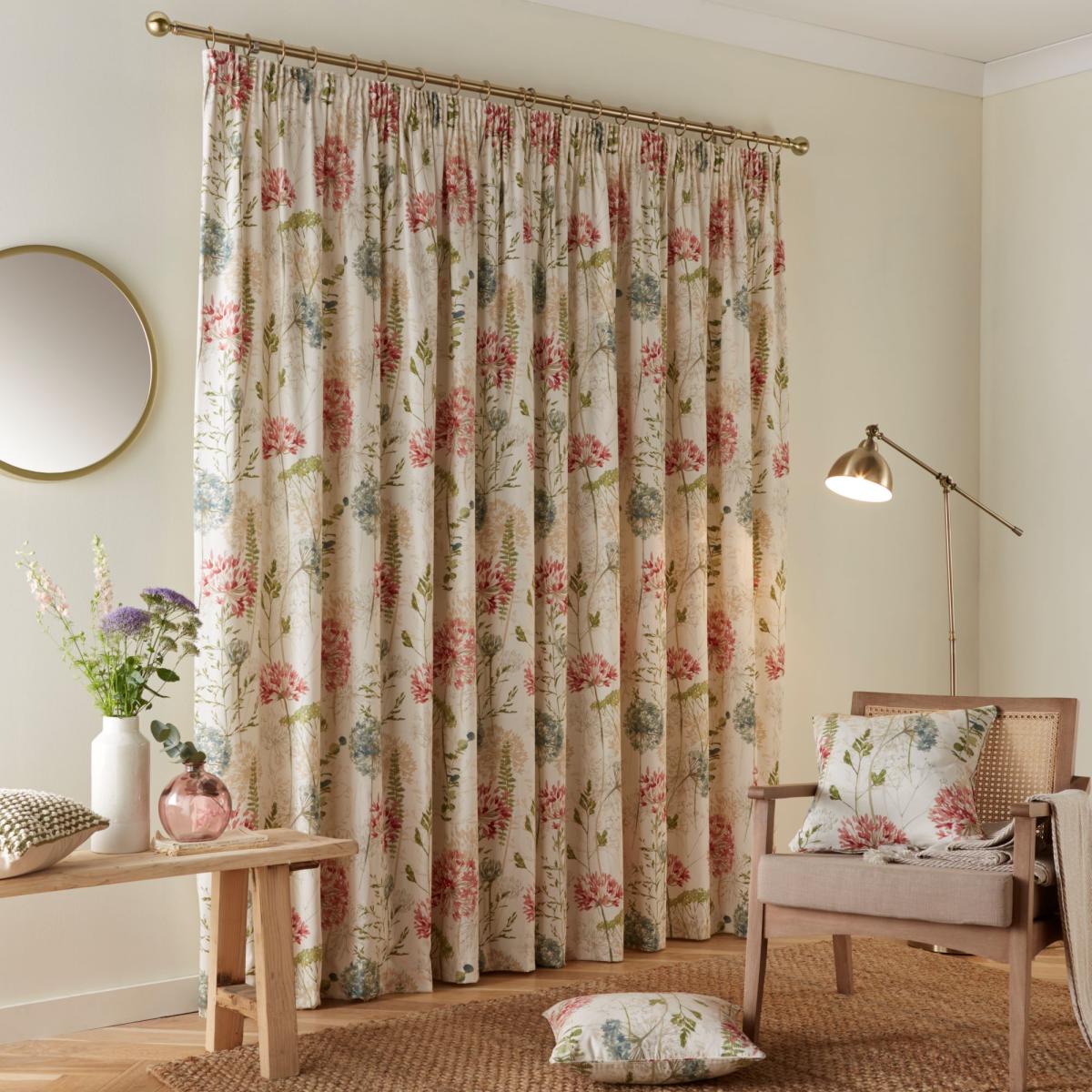 Country Meadow Natural Pencil Pleat Curtains Natural – image 3