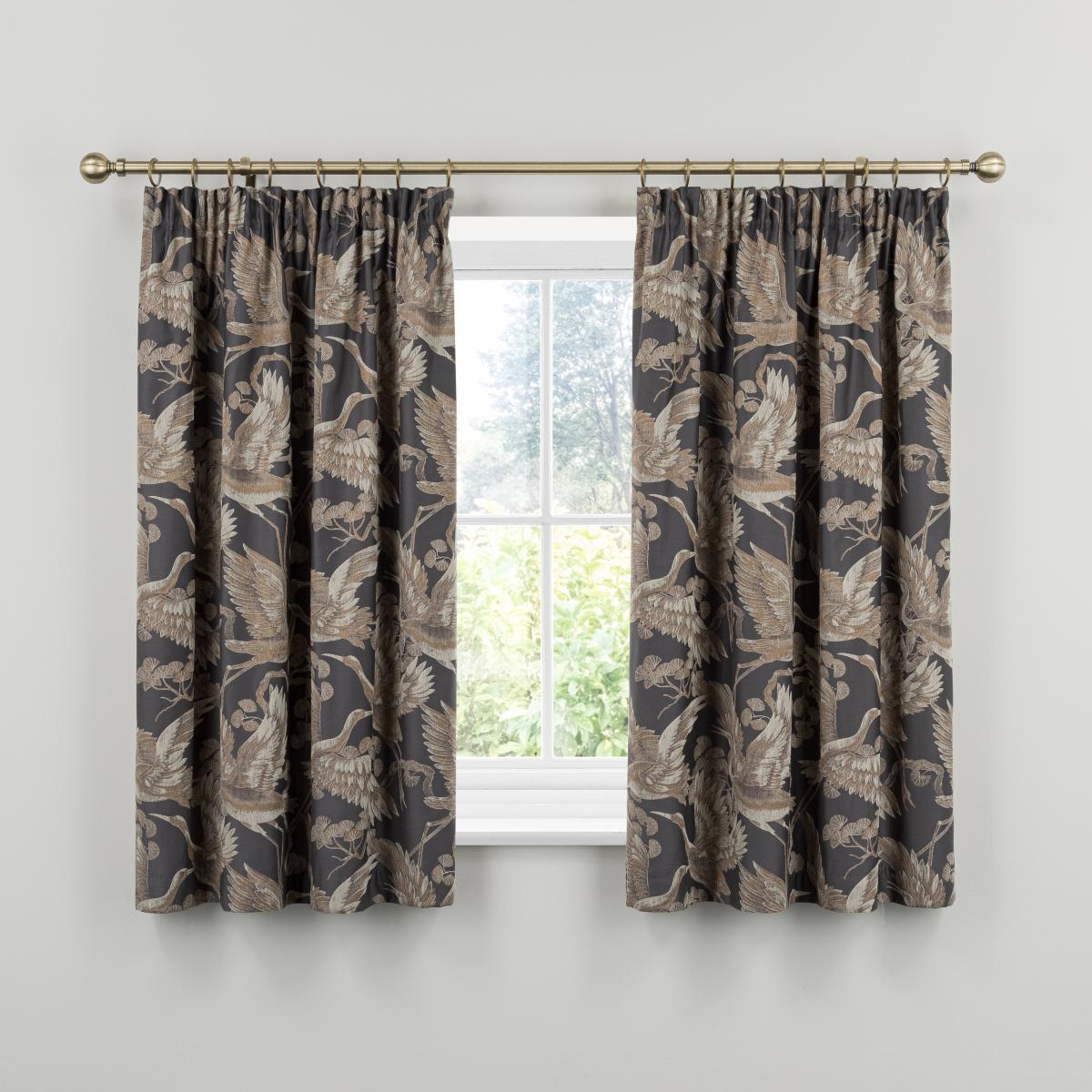 Dorma Gilded Crane Grey Pencil Pleat Curtains Grey – image 5