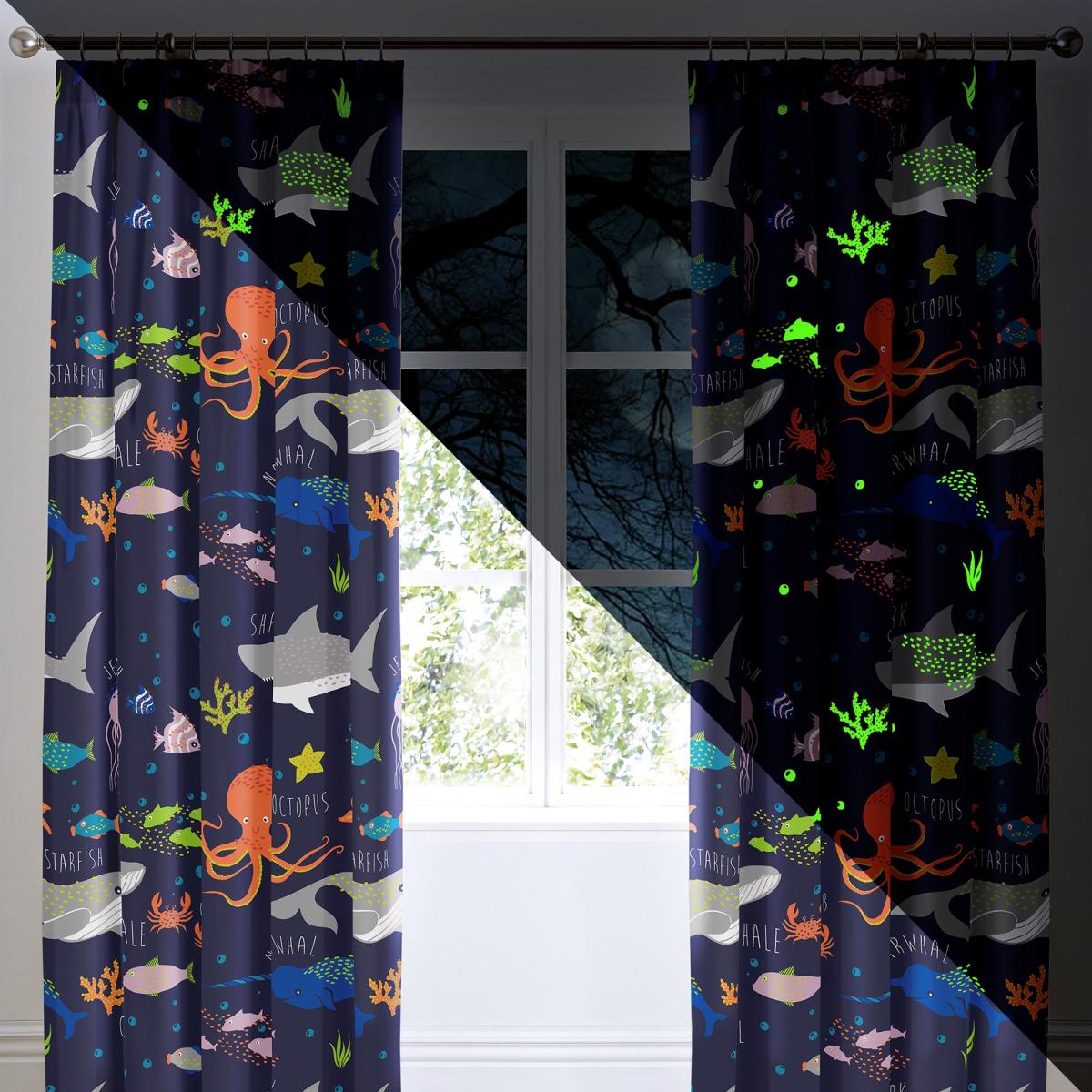 Sea Life Pencil Pleat Curtain 66cm x 72cm MultiColoured – image 2
