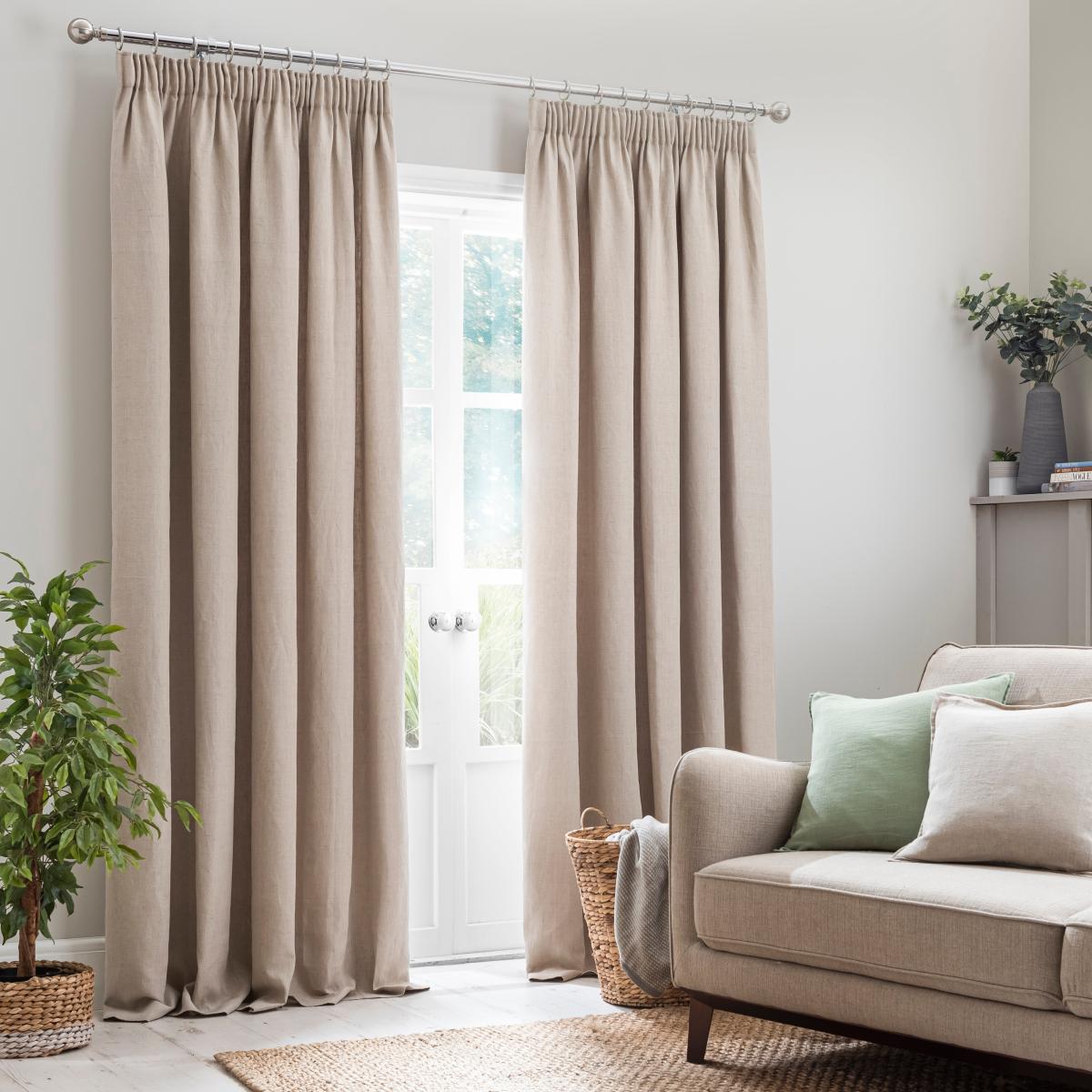 Churchgate Cartmel 100% Linen Natural Pencil Pleat Curtains Brown – image 2