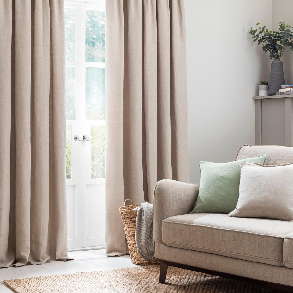 Churchgate Cartmel 100% Linen Natural Pencil Pleat Curtains Brown – image 4