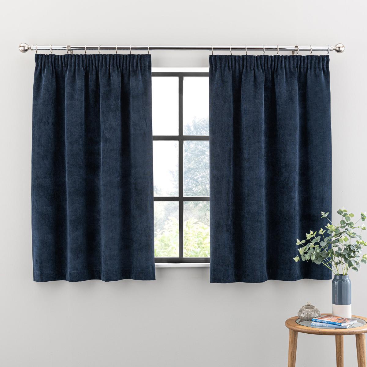 Margot Midnight Blue Velour Pencil Pleat Curtains Midnight (Blue) – image 4