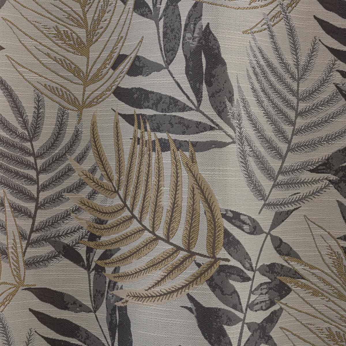 Leaf Jacquard Grey Pencil Pleat Curtains Grey/Yellow – image 5