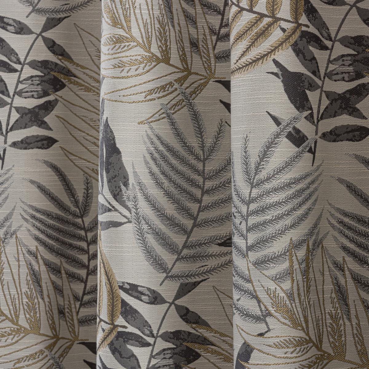 Leaf Jacquard Grey Pencil Pleat Curtains Grey/Yellow – image 6