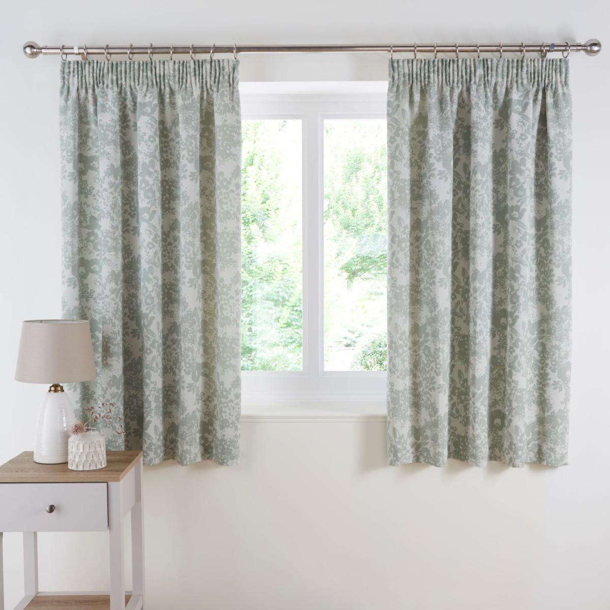Sofia Floral Sage Green Pencil Pleat Curtain Sage (Green) – image 5