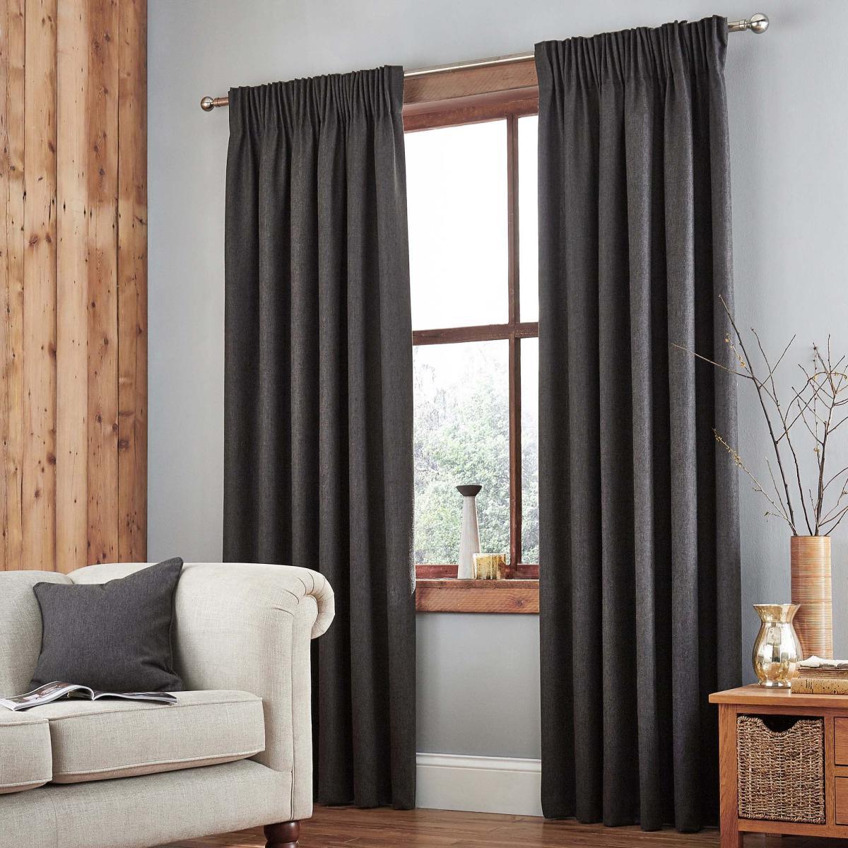 Jennings Charcoal Thermal Pencil Pleat Curtains Grey – image 2