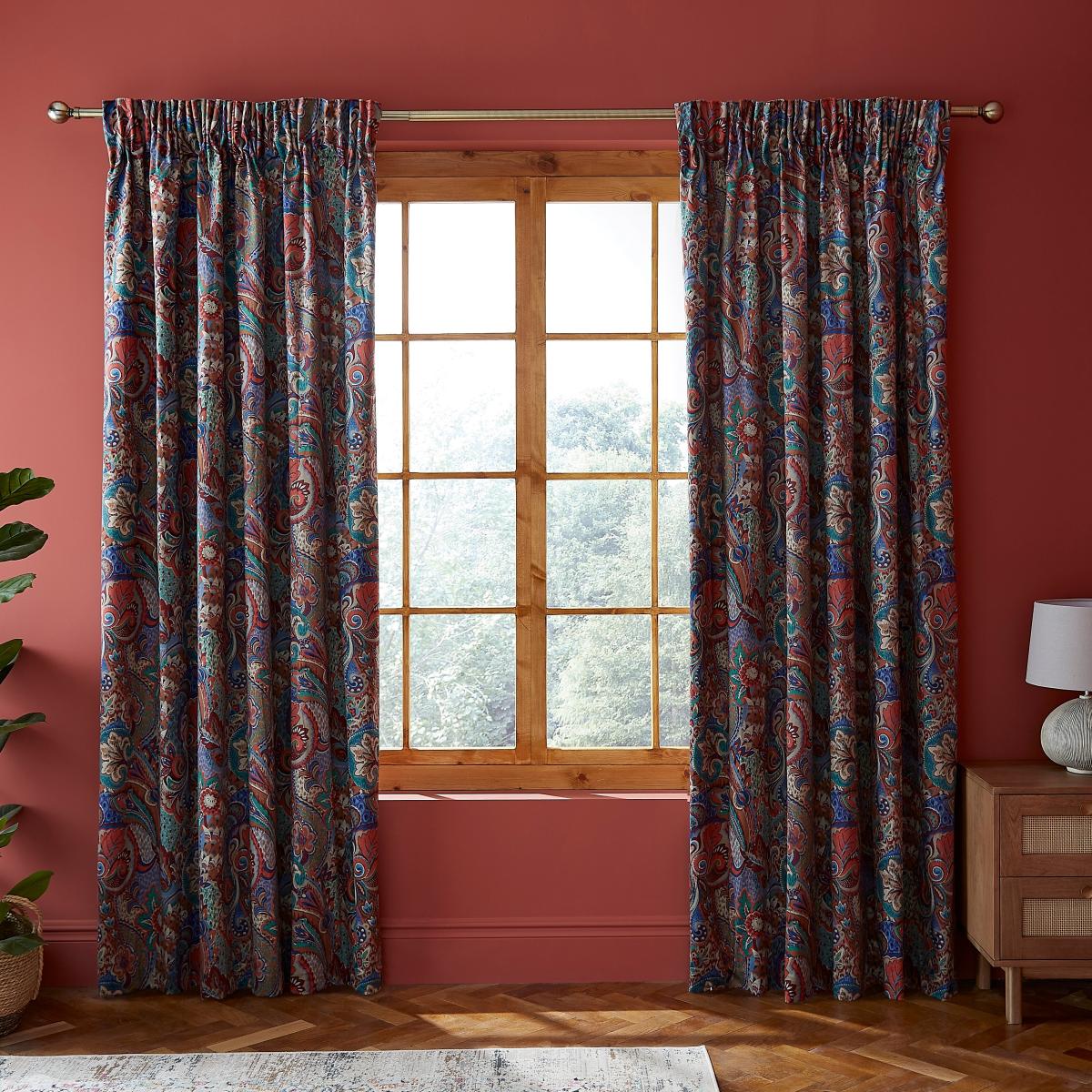 Dorma Persian Jewel Blackout Pencil Pleat Curtain Red – image 3