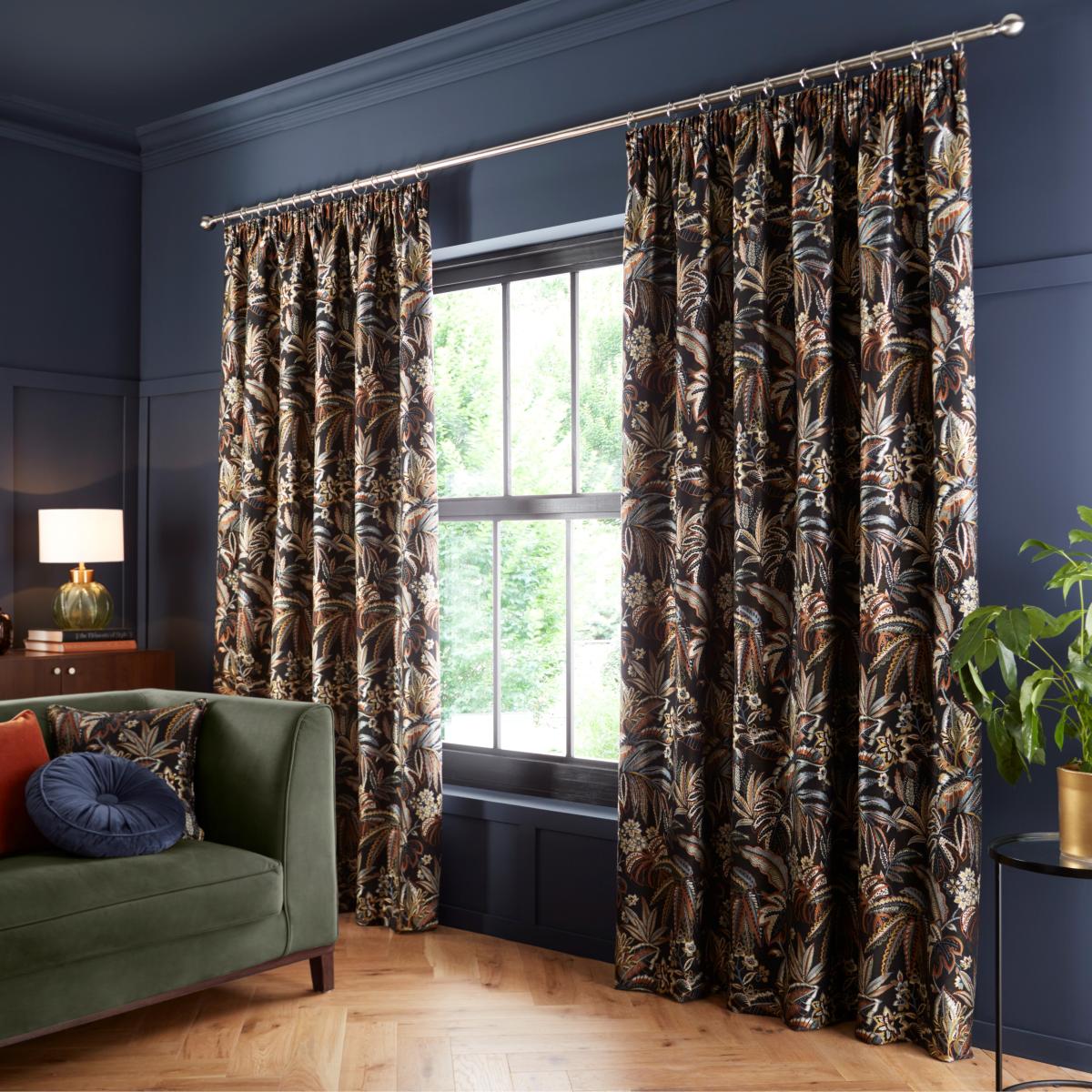 Tahiti Pencil Pleat Curtains Rust Rust – image 2