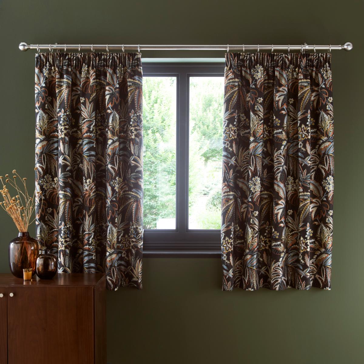 Tahiti Pencil Pleat Curtains Rust Rust – image 5
