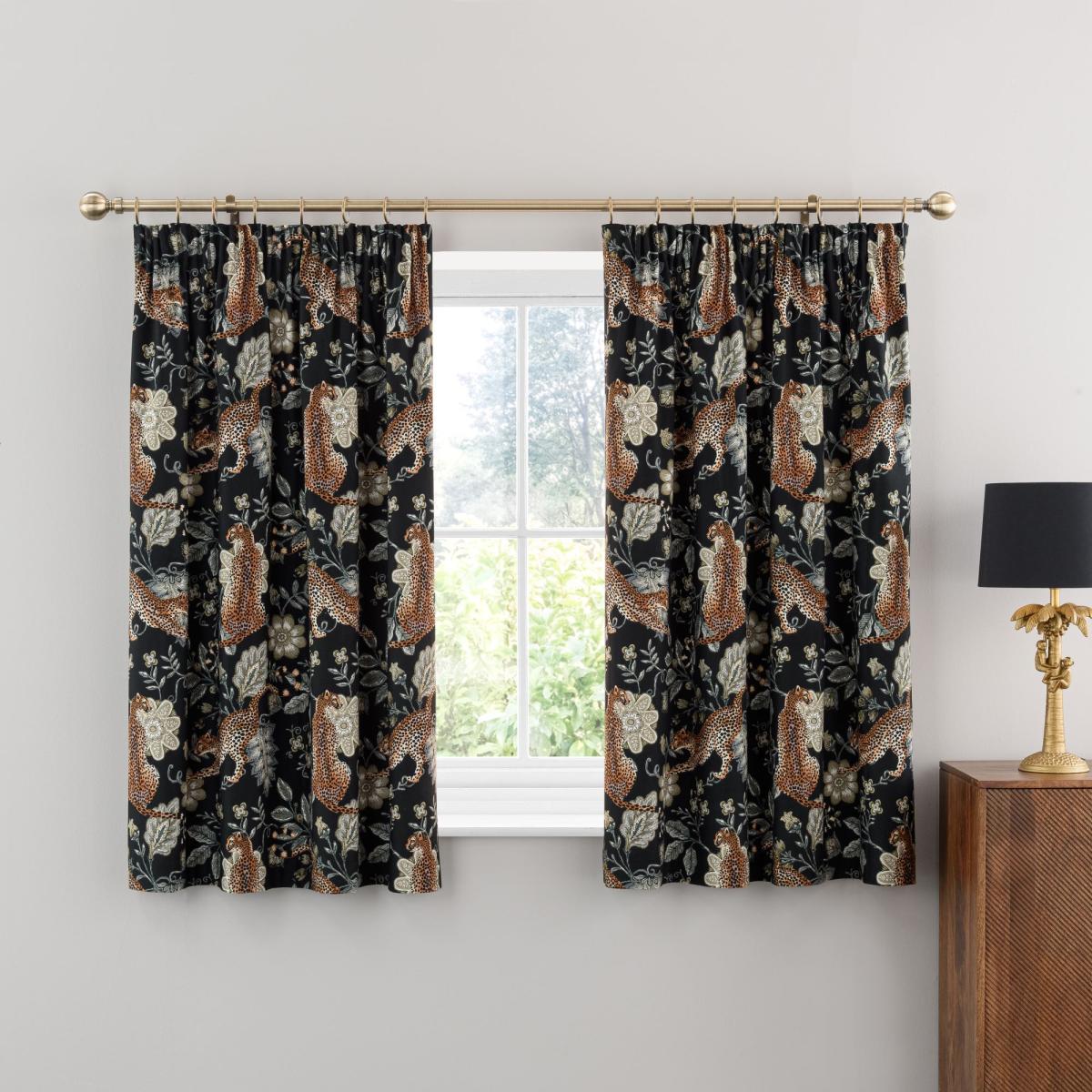 Paradise Cheetah Green Pencil Pleat Curtains Green – image 5