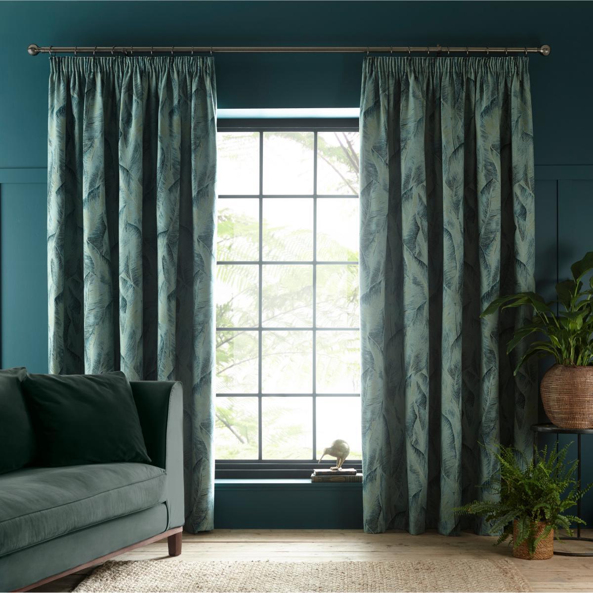 Malawi Green Pencil Pleat Curtains Green – image 2