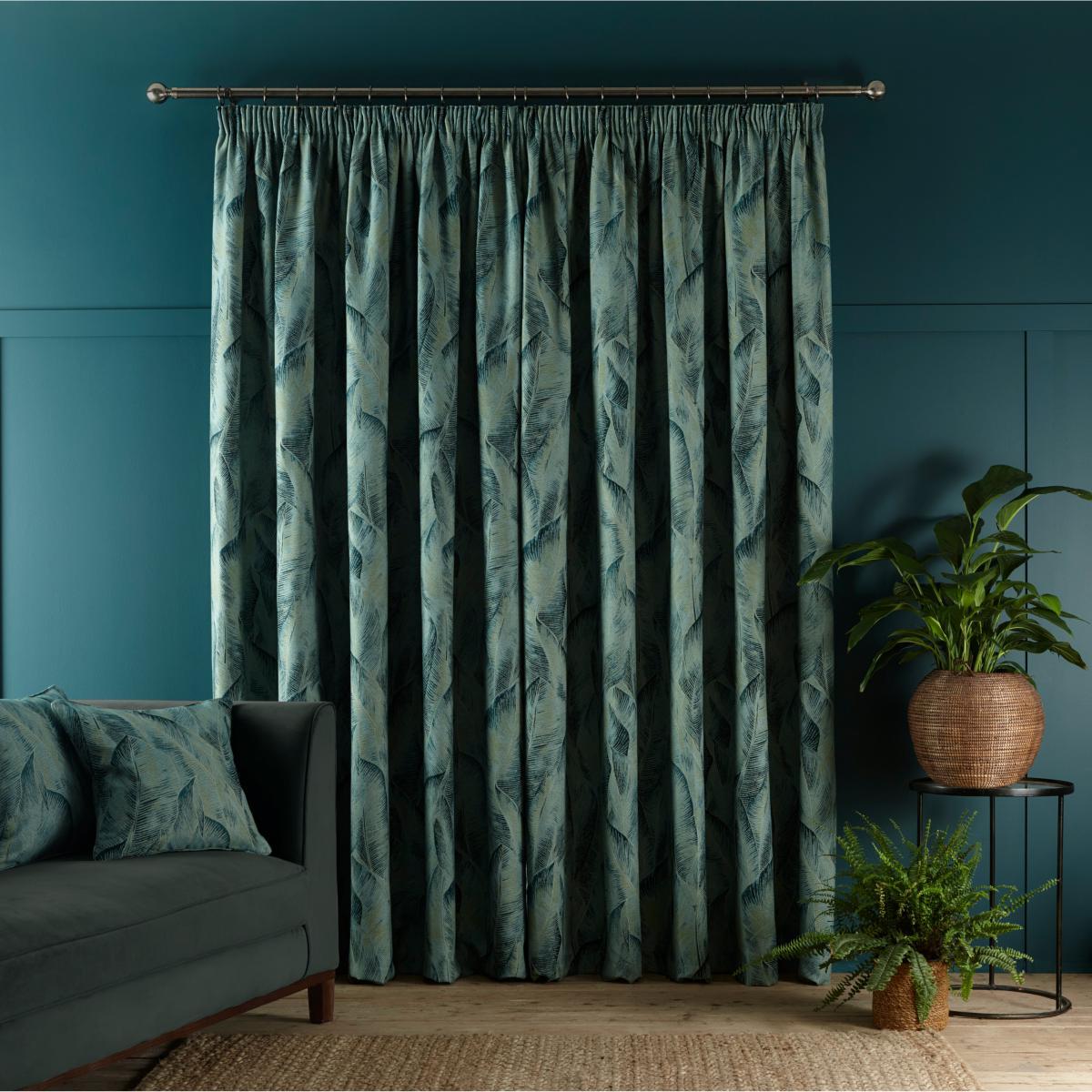 Malawi Green Pencil Pleat Curtains Green – image 4
