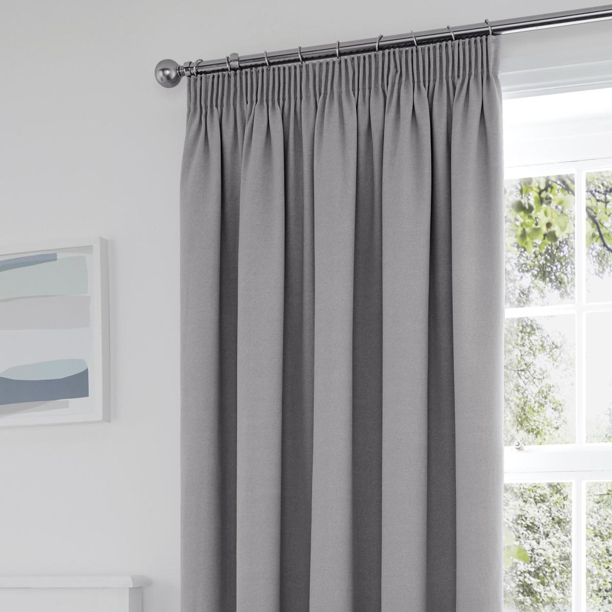 Tyla Silver Blackout Pencil Pleat Curtains Silver – image 2