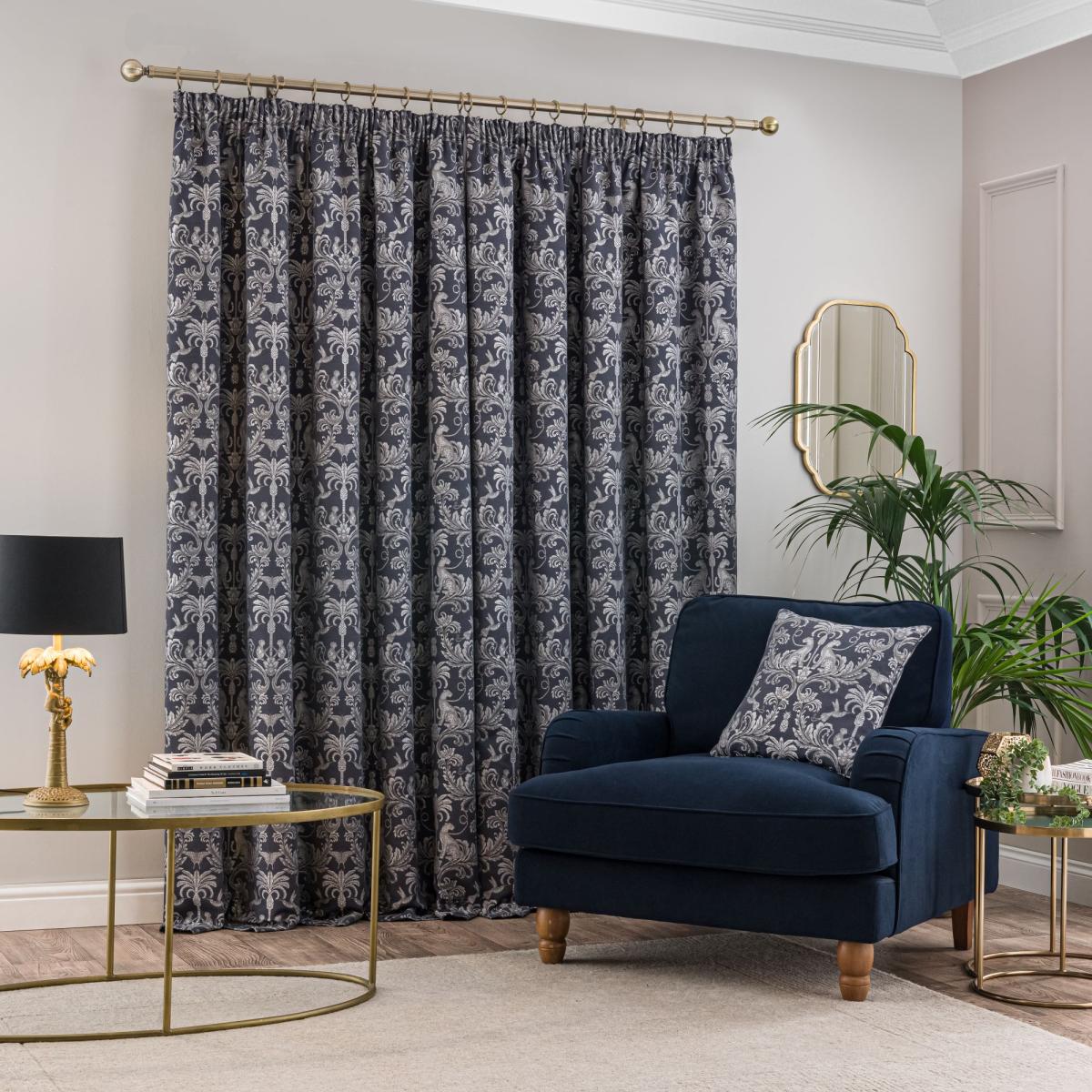 Zanzibar Blue Pencil Pleat Curtains Blue – image 4