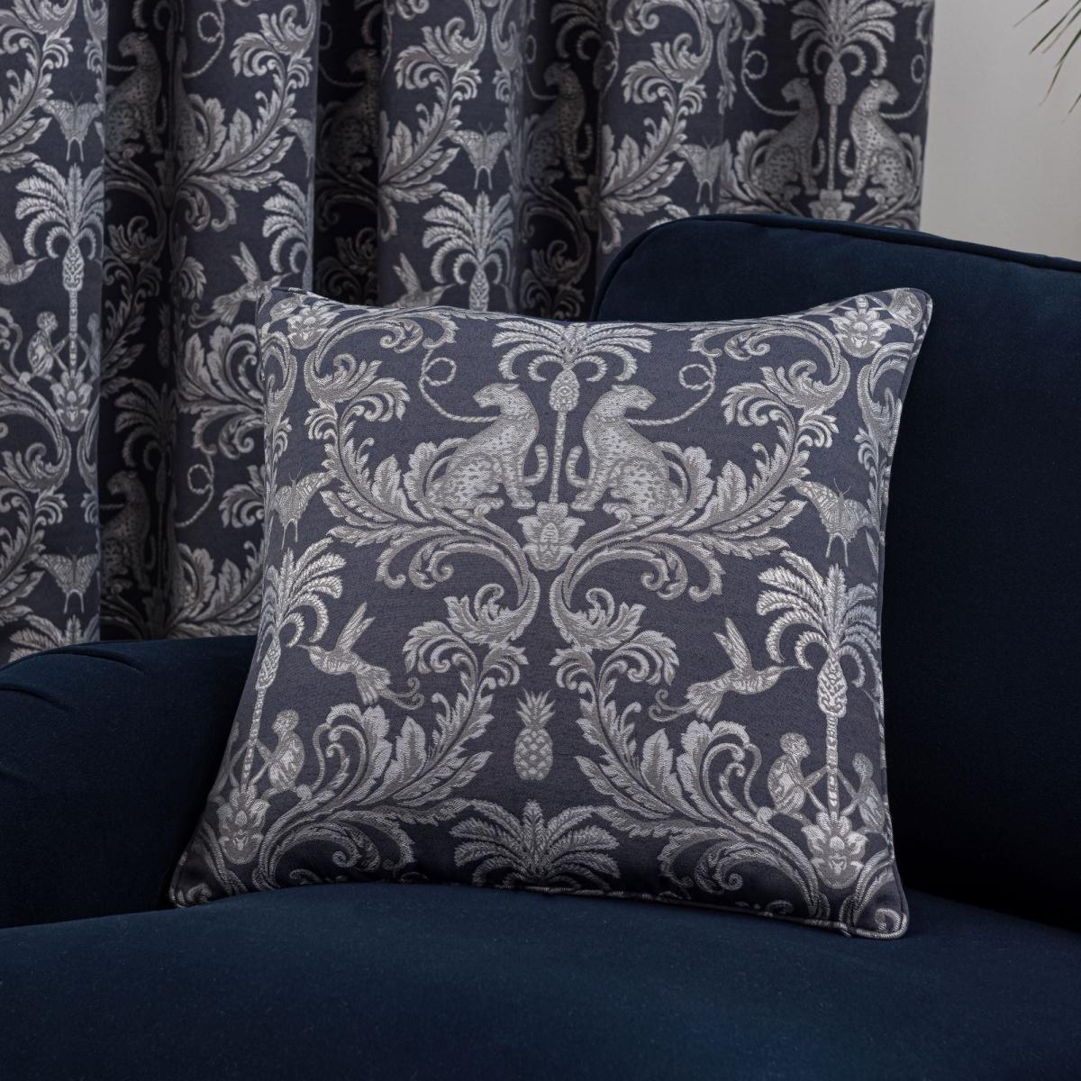 Zanzibar Blue Pencil Pleat Curtains Blue – image 6